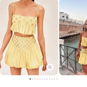 Yellow Two-Piece Set with Eyelet Details